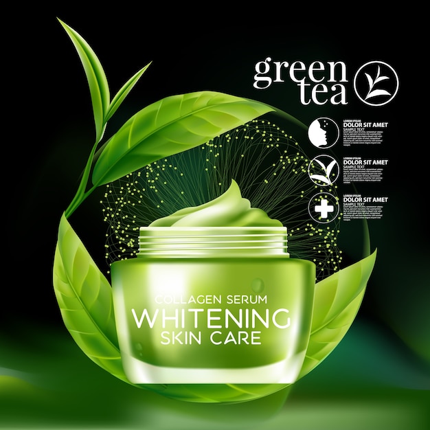 Groene thee serum concept cosmetica voor de huid