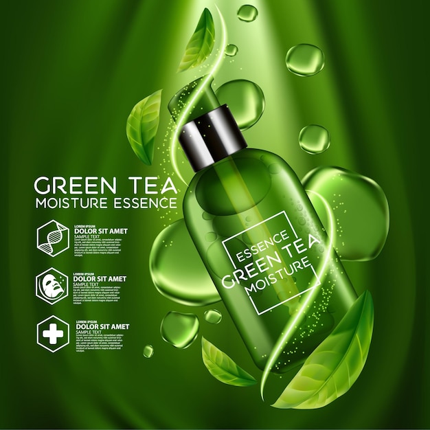 Groene thee serum concept cosmetica voor de huid