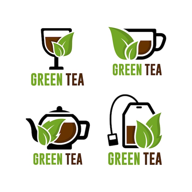 Groene thee vector design logo collectie