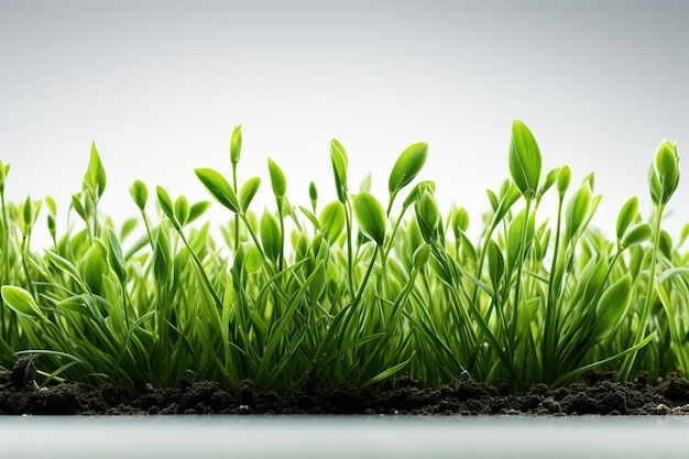 Groene theeblaadjes op een grasveld geïsoleerd op een witte achtergrond