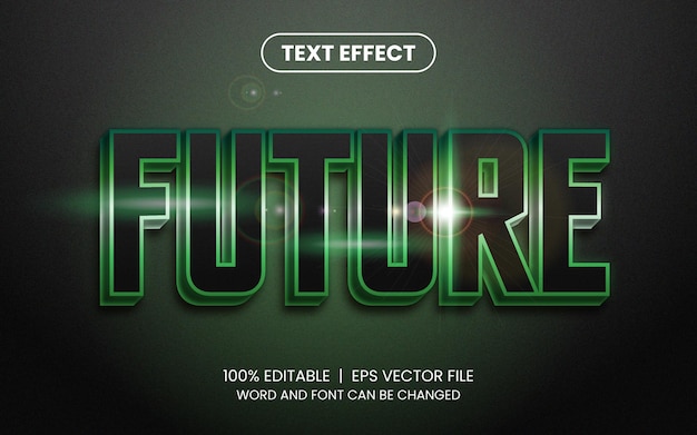 Groene toekomstige metalen gloed bewerkbare teksteffectsjabloon