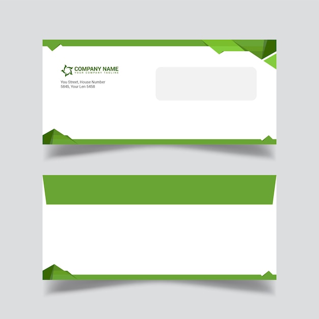 Groene top envelop ontwerp sjabloon vector mockup