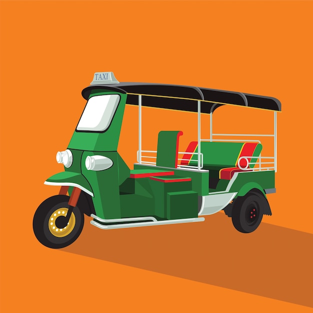 Vector groene tuk tuk in thailand