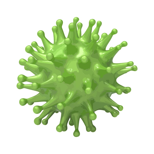 Groene virus bacteriecel. Griep, influenza, coronavirus model illustratie. Covid-19 bacterie illustratie