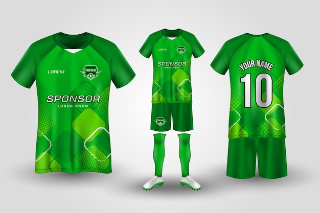 Vector groene voetbal uniforme sjabloon