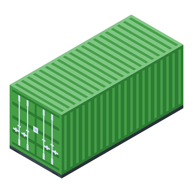 Groene vrachtcontainer pictogram Isometrisch van groene vrachtcontainer vector pictogram voor webdesign geïsoleerd op een witte achtergrond