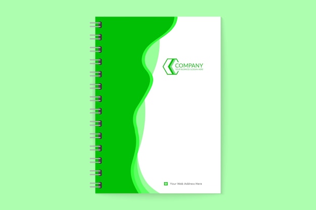 Vector groene zakelijke notebook voorbladsjabloon