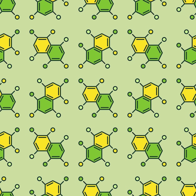 Groene zeshoekige chemische verbindingen vector moderne naadloze patroon