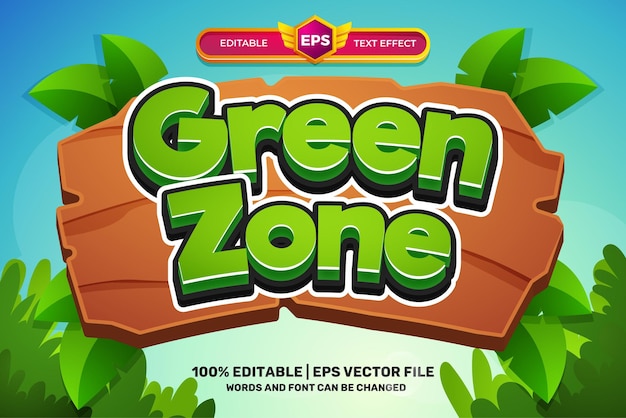 Groene zone land cartoon game Vet 3D Bewerkbare tekst Effect Stijl