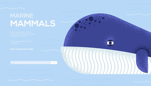 Groenlandse walvis concept flyer, webbanner, ui-header, site invoeren. .