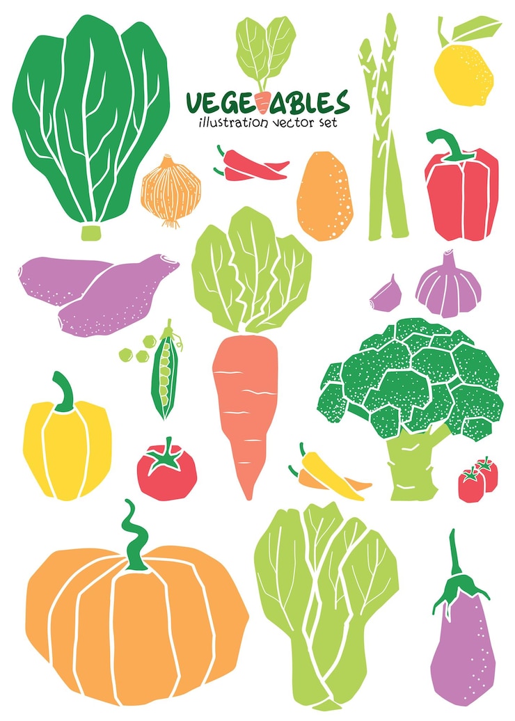 Vector groente illustratie eenvoudig vorm vector set