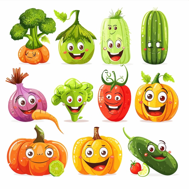 Vector groente_personages cartoon_cute_fresh_organic