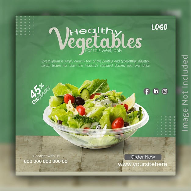 groente vers voedsel social media post banner sjabloonbestand of instagram post Facebook post banner