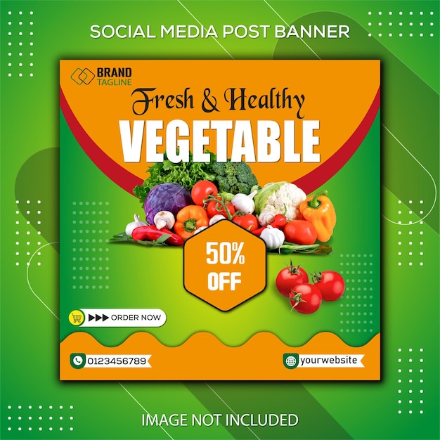 Groenten en fruit menu promotie social media posts bannersjabloon