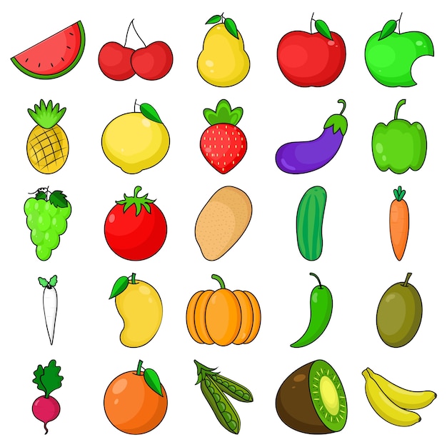Groenten &amp; fruit Icon Set
