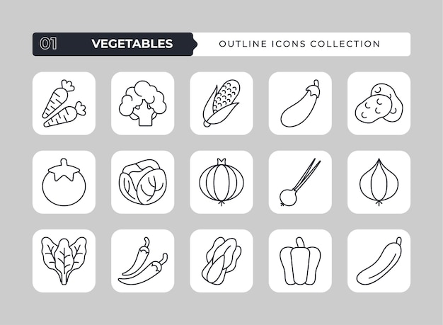 Vector groenten overzicht icon set collectie