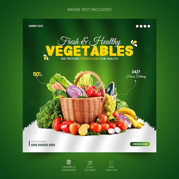 Vector groenten social media postontwerp