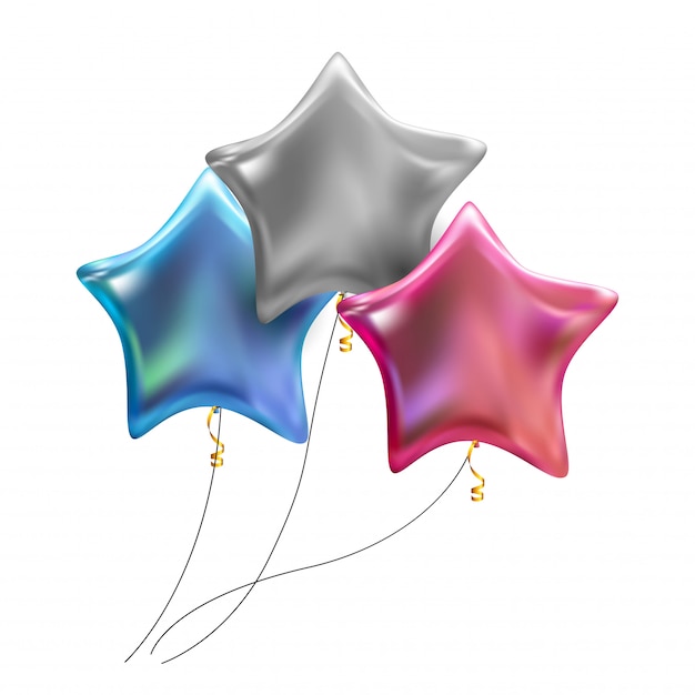 Groep Ballons van het Kleuren de Glanzende die Helium op Witte Achtergrond wordt geïsoleerd. Vector illustratie