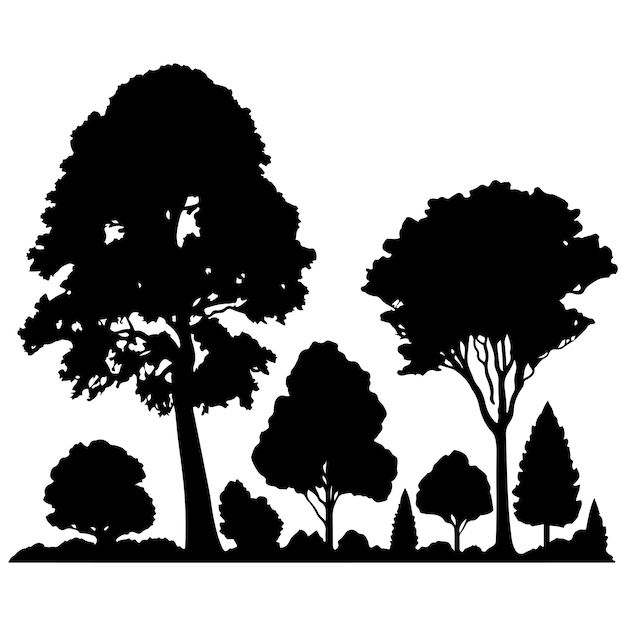 Groep bomen silhouet boom silhouet vector