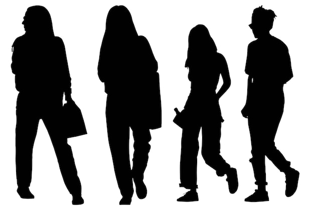Groep Fashion Model Business Gris Silhouetten