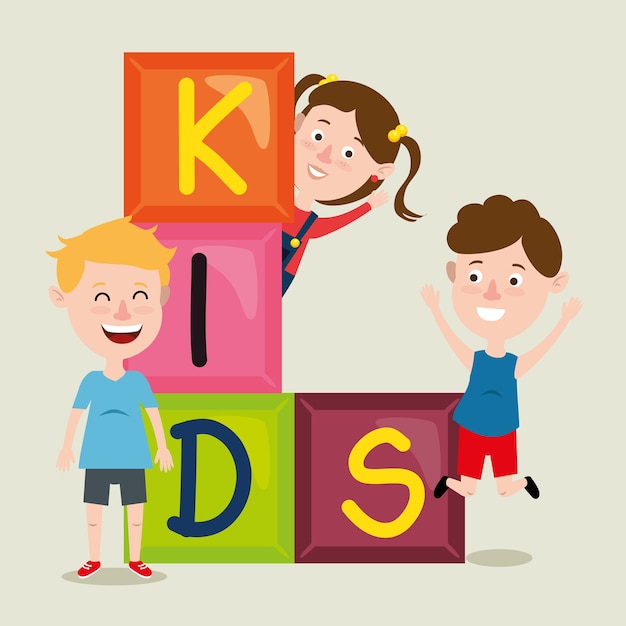 Groep gelukkige kinderpersonages