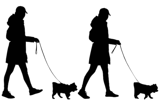 Groep hond en man Silhouette