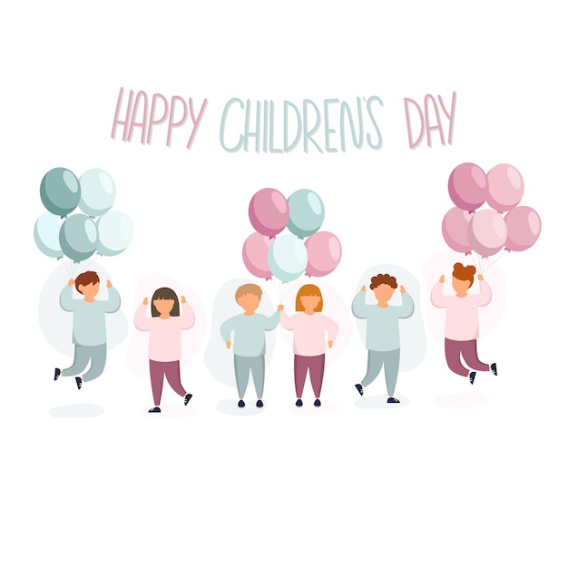 Groep kinderen springen en vieren van de verjaardag van kinderen Happy childrens day concept