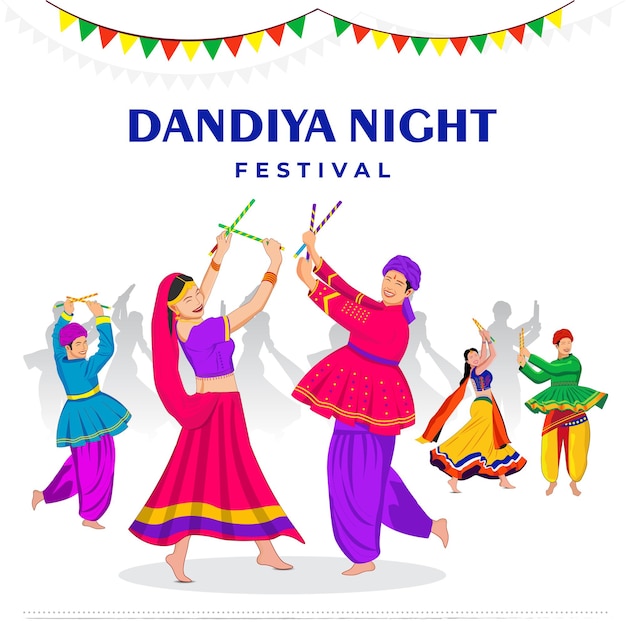 Groep mensen die garba spelen op dandiya-avond