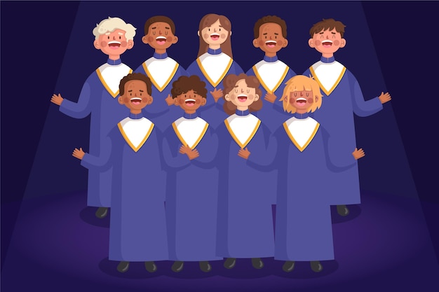 Vector groep mensen in gospelkoor