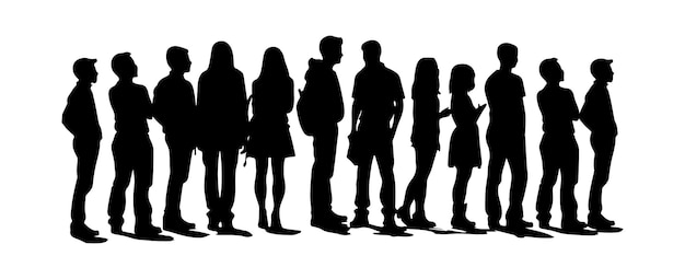 Groep mensen silhouet geïsoleerd op witte achtergrond Zakelijke menigte persoon werknemer man en vrouw staande vector illustratie