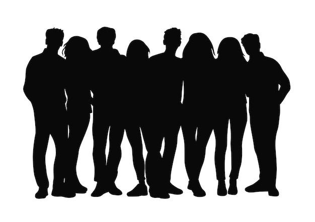 Groep mensen silhouet Grote groep vrienden die samen staan
