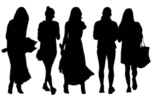 Vector groep van de silhouette girls