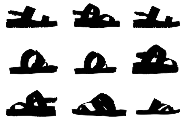 Groep verschillende soorten schoenen silhouetten