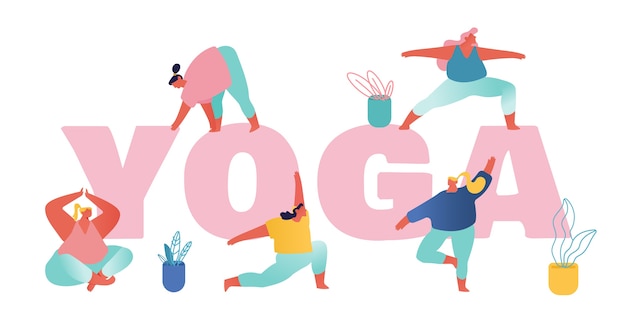 Groep vrouwen met overgewicht beoefenen van Yoga Concept.