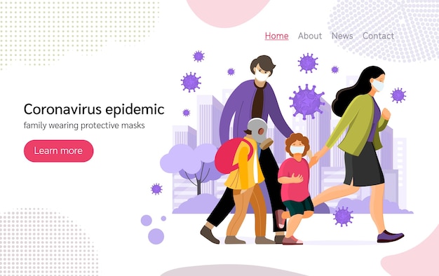 Groepeer mensen met kinderen die beschermende gezichtsmaskers dragen, bescherming tegen het chinese viruscoronavirus
