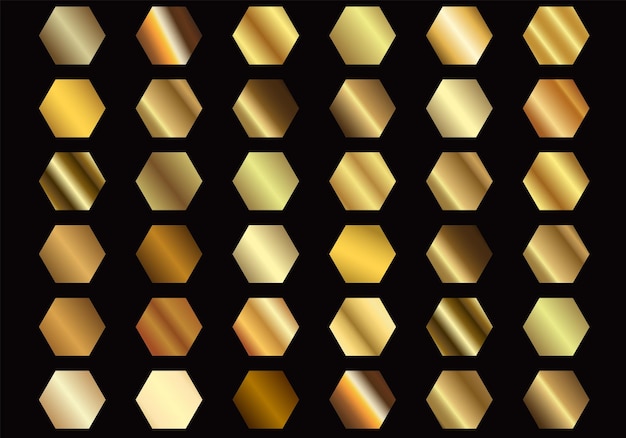 Groepen van Gradient Gold brons zilver en goud folie textuur gradatie achtergrond set Vector golden