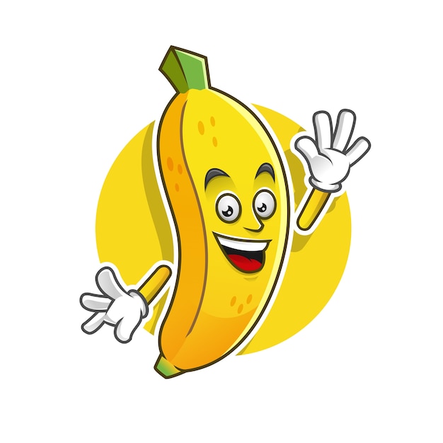 Groet bananen mascotte. Vector bananen karakter