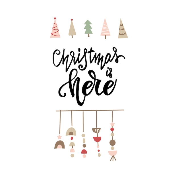 Groet belettering citaat Kerstmis is hier Vectorillustratie