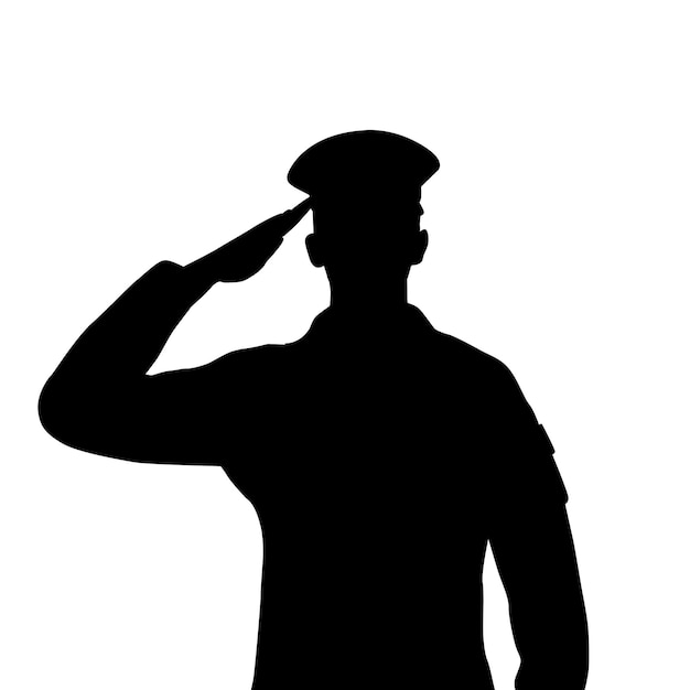 Groet soldaten silhouet van het groeten van legersoldaten die mannelijke legersoldaten groeten