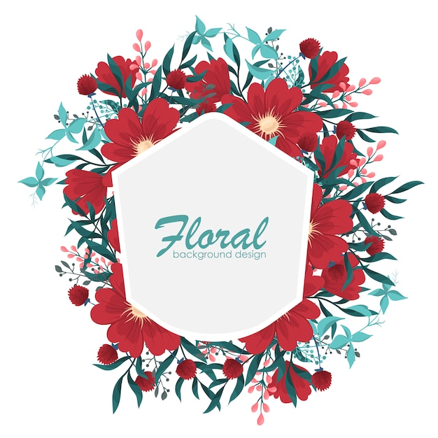 Groetkaart met bloemen, waterverf. Vector frame