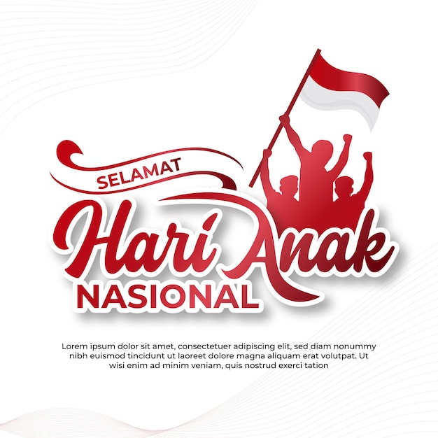 Groettekst van selamat hari anak nasional belettering ontwerp