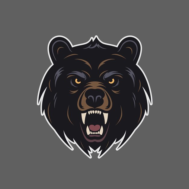 Grommen grizzly beer hoofd vectorillustratie op geïsoleerde homogene achtergrond