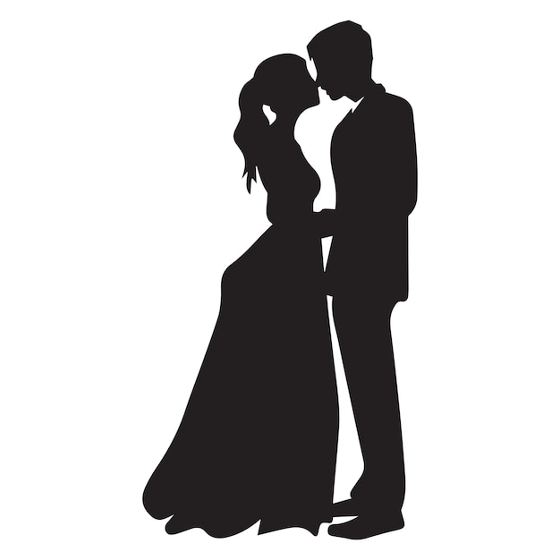 Groom kissing the bride Minimal vector icon of traditional wedding Woman in a bridal dress