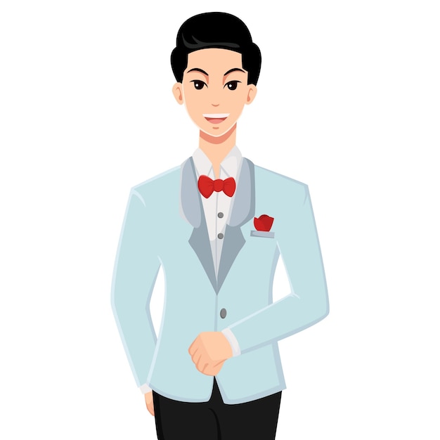 Иллюстрация дизайна свадебного персонажа жениха