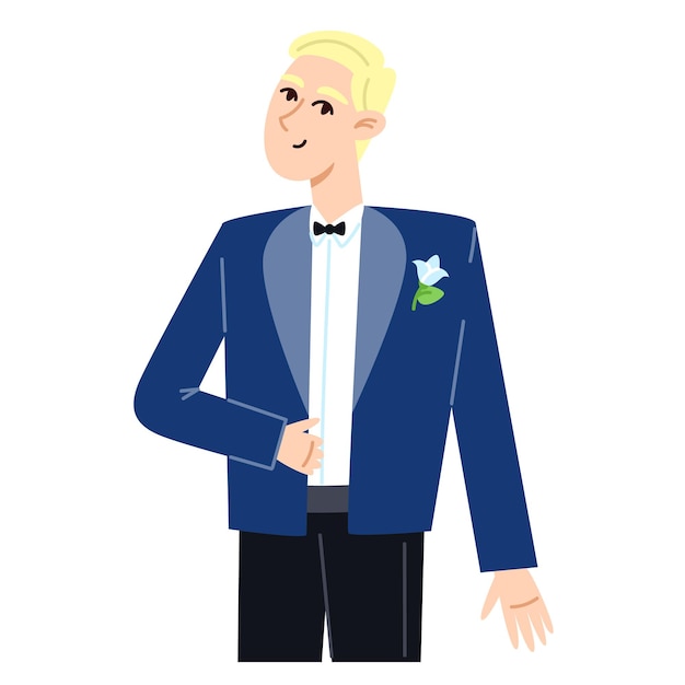 Vector groom at the wedding flat style illustration