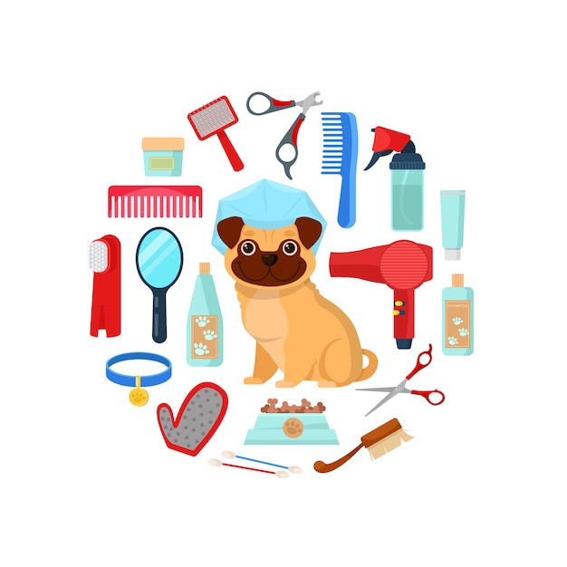 Vector grooming tools and dog