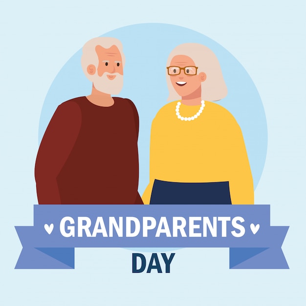 Grootmoeder en grootvader op grootouders dag vector design