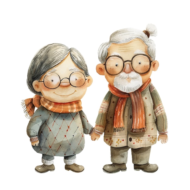 grootvader en grootmoeder vector illustratie in aquarel stijl