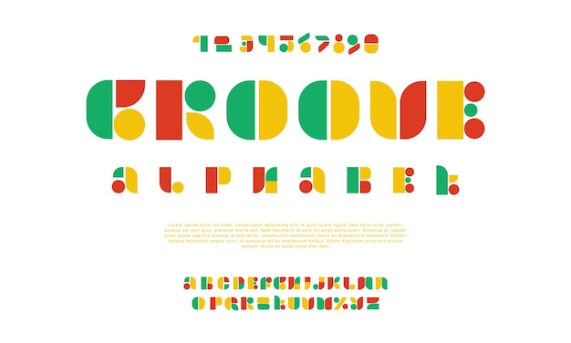 Vettore groove creativo geometrico moderno alfabeto urbano carattere digitale astratto futuristico musica di moda
