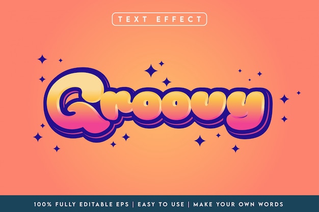 Groovy 3d style text effect in orange color scheme